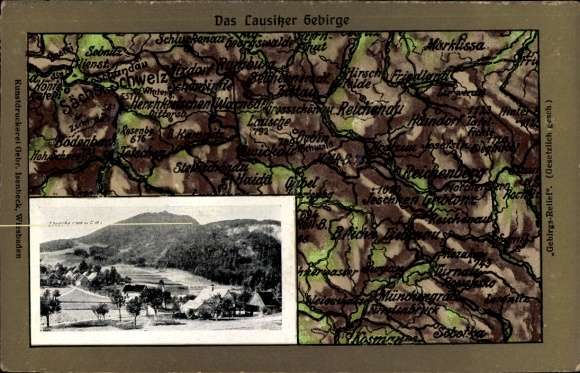 Maps Postcard Waltersdorf Großschönau Upper Lusatia, Lausche, Lusatian Mountains, Reichenau, Marklissa