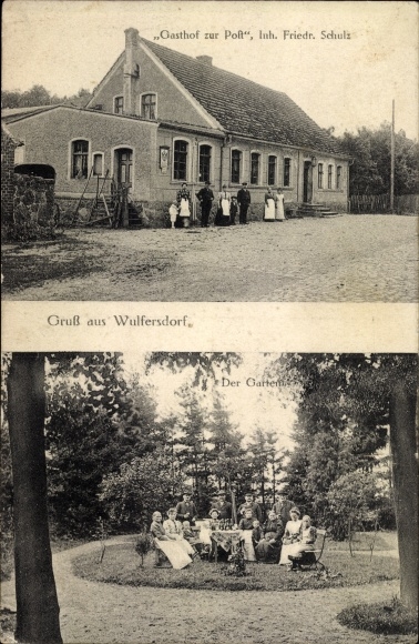 Postcard Wulfersdorf Wittstock Dosse in Ostprignitz, Gasthof zur Post, garden party