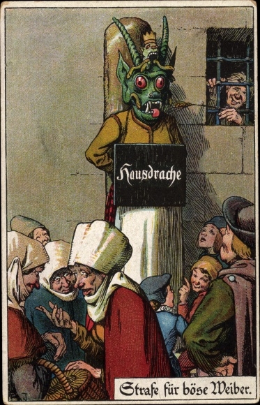 Artysta lito Jodolfi, kara dla złych kobiet, domowy smok, smocza maska, wstydliwy słupek