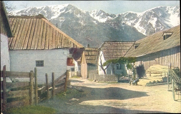 Ak Schneebergdörfl Puchberg am Schneeberg in Niederösterreich, Landschaft mit Bergen, traditionel