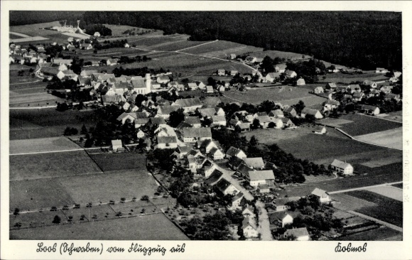 Postcard Boos Swabia, aerial photograph
