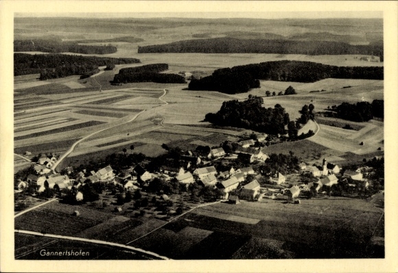 Postcard Gannertshofen Buch in Swabia, aerial photograph