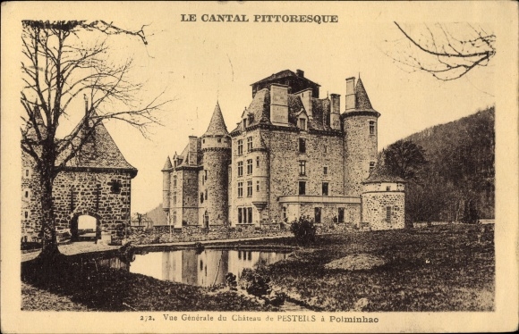 Postcard Polminhac Cantal, Vue Generale du Chateau de Pesteils