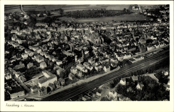 Postcard Friedberg in Hesse, aerial photograph