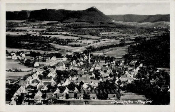 Ak Linsenhofen Frickenhausen in Württemberg,  Flugbild, ländliche Gegend, Häuser, Landschaft