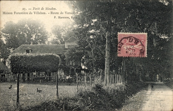 Postcard Meudon Hauts de Seine, Maison Forestiere de Villebon, Route de Versailles.