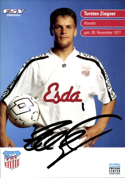Autogrammkarte Fußballer Torsten Ziegner, FSV Zwickau, Autogramm