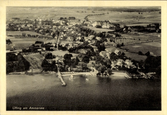 Ak Utting am Ammersee Oberbayern, Fliegeraufnahme
