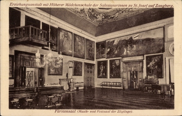 Postcard Zangberg in Upper Bavaria, Educational Institute of the Salesian Sisters of St. Joseph, Fürstensaal