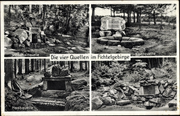 Postcard Weißenstadt in the Fichtelgebirge, Egerquelle, Weismainquelle, Naabquelle, Saalequelle