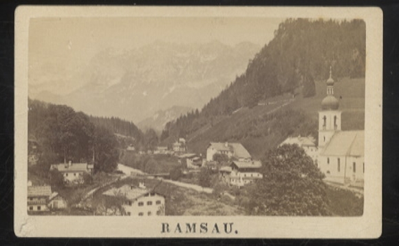 CdV Photo View of Ramsau and surroundings with parish church St. Sebastian