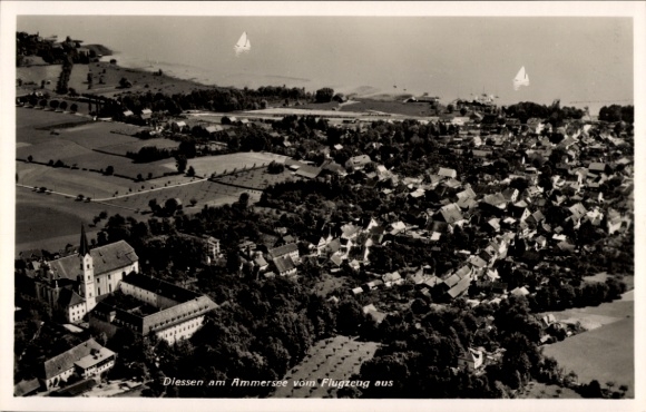 Ak Dießen am Ammersee Oberbayern, Fliegeraufnahme