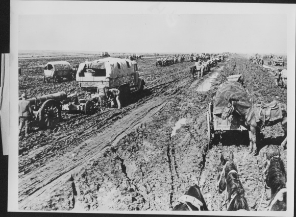 Photo Kerch Crimea Ukraine, German column in the field, advance, replenishment, 1942