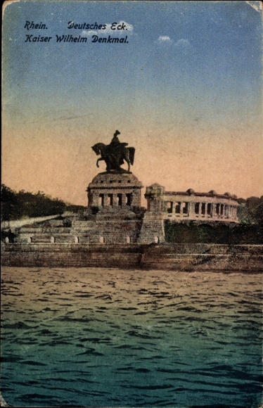 Ak Koblenz am Rhein, Coblence,  Kaiser Wilhelm Denkmal, Reiterstatue