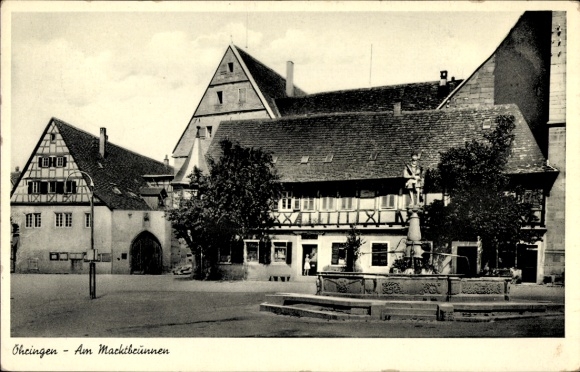 Postcard Öhringen in the Hohenlohekreis Württemberg, Am Marktbrunnen
