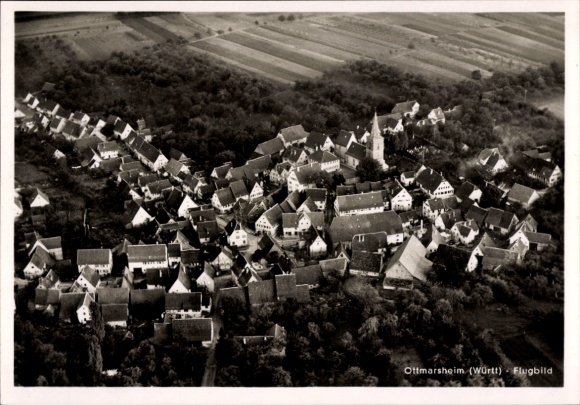 Postcard Ottmarsheim Besigheim am Neckar Württemberg, aerial photograph