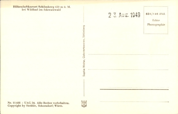 Postcard Schömberg in the Black Forest Württemberg, aerial photograph