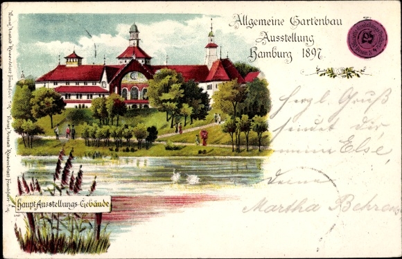 Chromo-Litho Hamburg, General Horticultural Exhibition 1897, main exhibition building