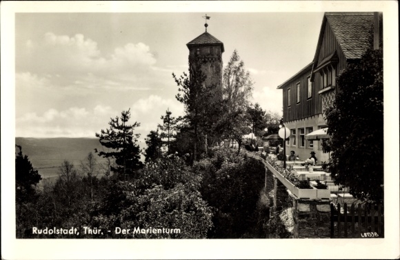 Postcard Rudolstadt in Thuringia, The Marienturm with inn