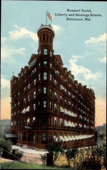 Ak Baltimore Maryland USA, Rennert Hotel, Liberty en Saratoga Streets