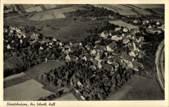 Postcard Eckartshausen Ilshofen in Württemberg, aerial photograph