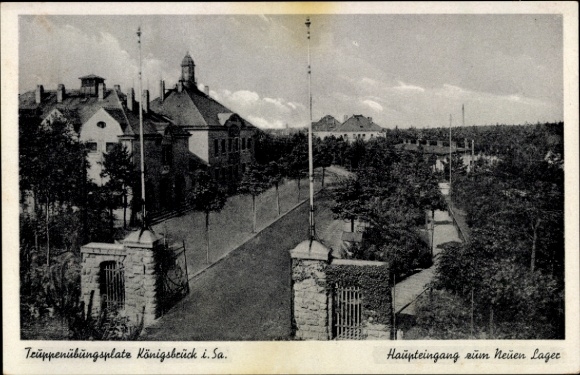 Postcard Königsbrück in Upper Lusatia, Teuppen training area, main entrance, new camp