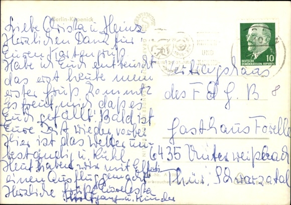 Postcard Berlin Köpenick Müggelheim, Konsum Restaurant Rübezahl, Terrace