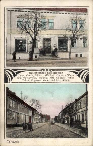 Jugendstil Ak Calvörde im Landkreis Börde, Geschäftshaus Paul Regener