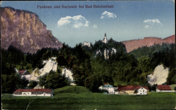 Postcard Karlstein Bad Reichenhall in Upper Bavaria, pilgrimage church St. Pankraz