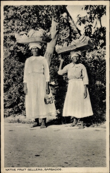 Postcard Barbados BWI, Native Fruit Sellers
