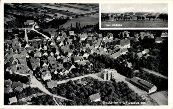 Postcard Brackenheim an der Zaber Württemberg, aerial photograph, new settlement