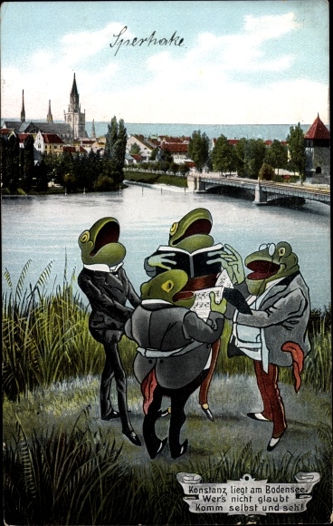 Postcard Constance on Lake Constance, singing frogs