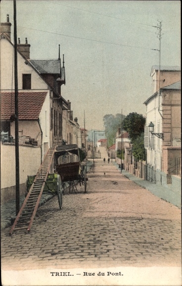 Postcard Triel Yvelines, Rue du Pont