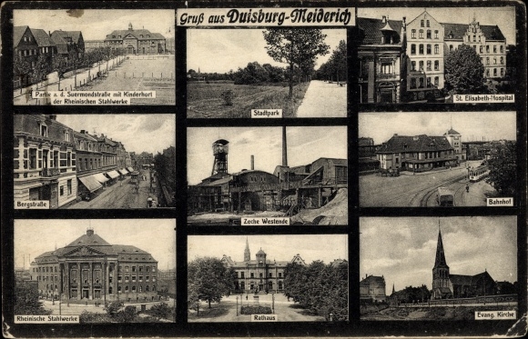 PC Meiderich Duisburg in the Ruhr area, train station, West End colliery, town hall, Bergstrasse, steel works