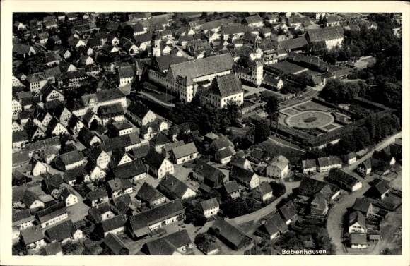 Postcard Babenhausen Swabia, aerial photograph