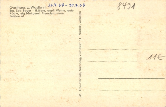 Postcard Trasching Roding in the Upper Palatinate, Panorama, Gasthaus zum Wastlwirt
