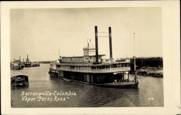 Postcard Barranquilla Colombia, Vapor Perez Rosa