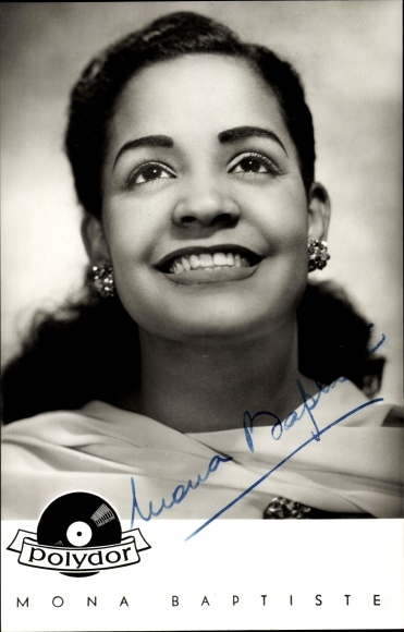 Postcard Singer Mona Baptiste, Portrait, Polydor records