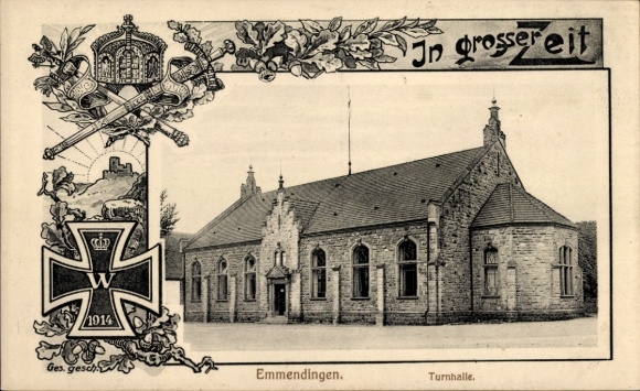 KP z passepartout Emmendingen im Breisgau Baden, gimnazjum, W wielkich czasach, EK 1914