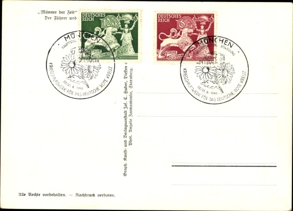 Postcard Führer and Reich Chancellor Adolf Hitler, Benito Mussolini, state meeting, men of the time 126