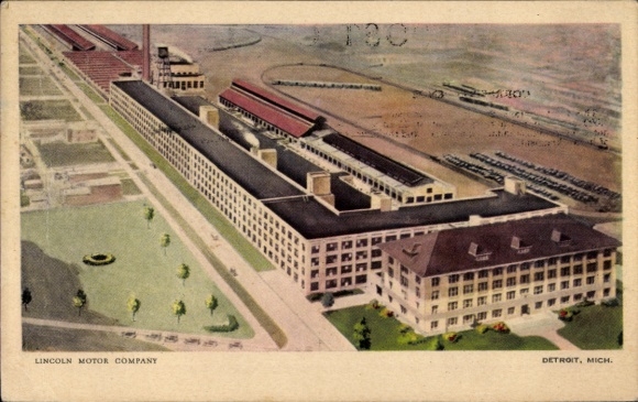 Ak Detroit Michigan USA, Lincoln Motor Company, groot fabriekscomplex, industriële installatie, prachtig...