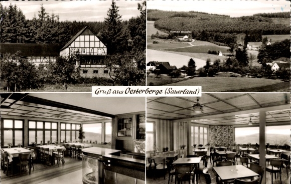 Postcard Oesterberge Eslohe in the Hochsauerland district, Gasthaus Bergeshöh, Joh. Quinkert, interior view