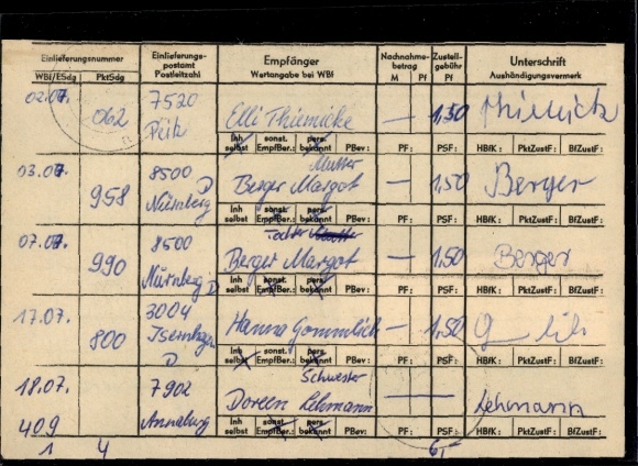 Michel No. 3351 (3) on parcel delivery fee list