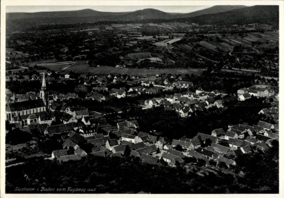 Postcard Sinzheim in Baden, aerial photograph