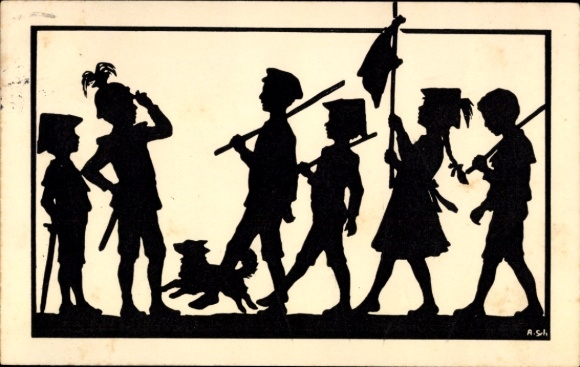 Paper cutting artist Postcard children, standard, dog