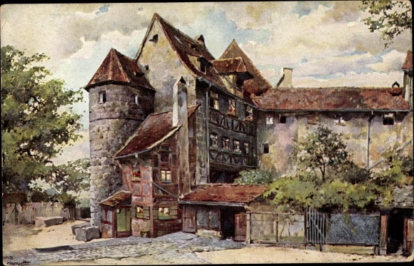 Künstler Ak Schmidt, Franz, Nürnberg, Der Schwedenhof auf der Burg