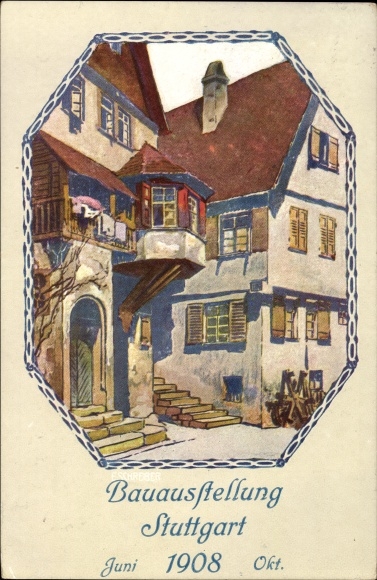 Künstler Ak Schreiber, Stuttgart in Baden Württemberg, Bauausstellung 1908, Häuser