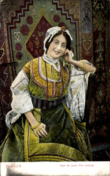 PC Tangier Morocco, type de jeune fille israélite, young Jewess