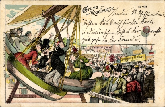 Chromo-Litho Hamburg Wandsbek, Wandsbek Market, fair, swing boat