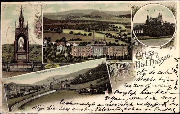 Chromo-Litho Nassau an der Lahn, Arnstein Monastery, place, monument
